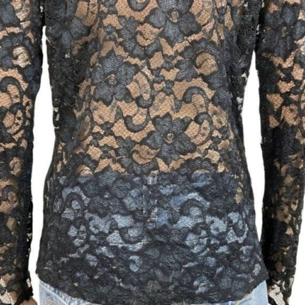 Vintage Also Know As Sheer floral one button closure blouse top size Medium - Picture 9 of 13